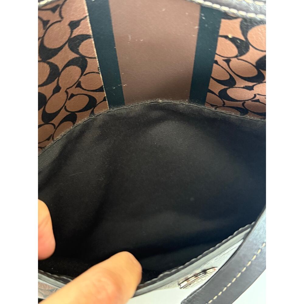 Coach F15137 Chelsea Heritage Stripe Signature Tote Brown Black Shoulder Bag - Picture 6 of 6